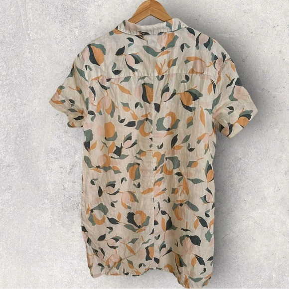 Rachel Zoe Womens XL 100% Linen Floral Print Shirt Dress Flowers Pockets Shift - Picture 3 of 4